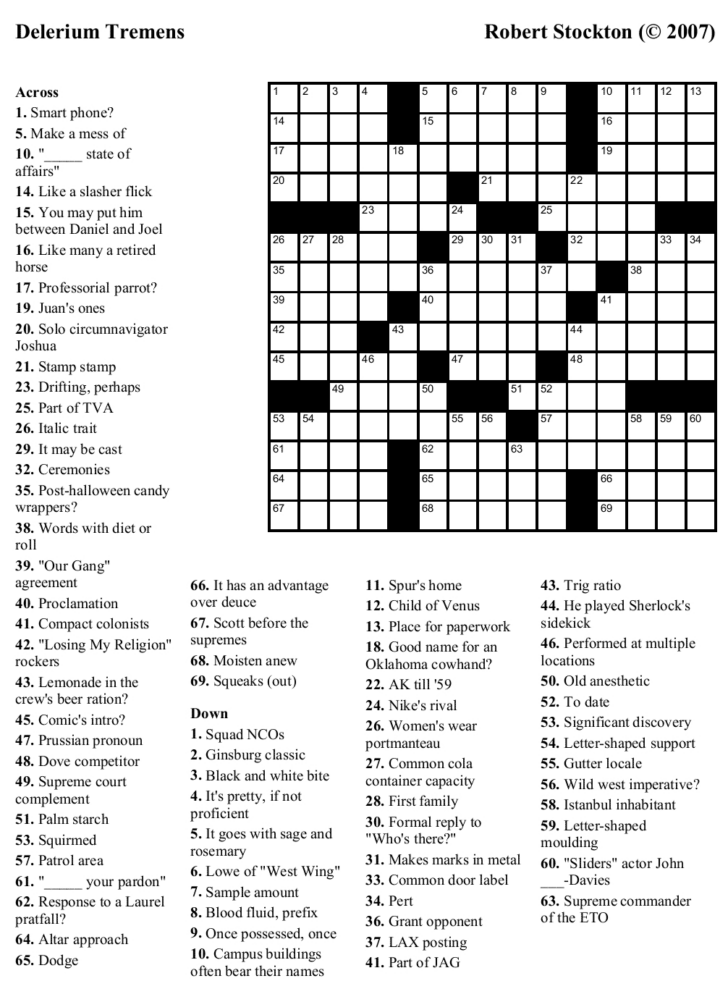 Printable Crossword Puzzles 2023 October