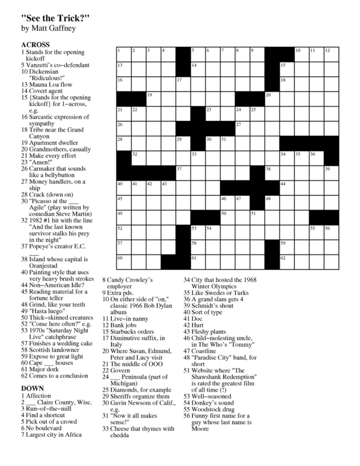 Printable Best Crossword Puzzles