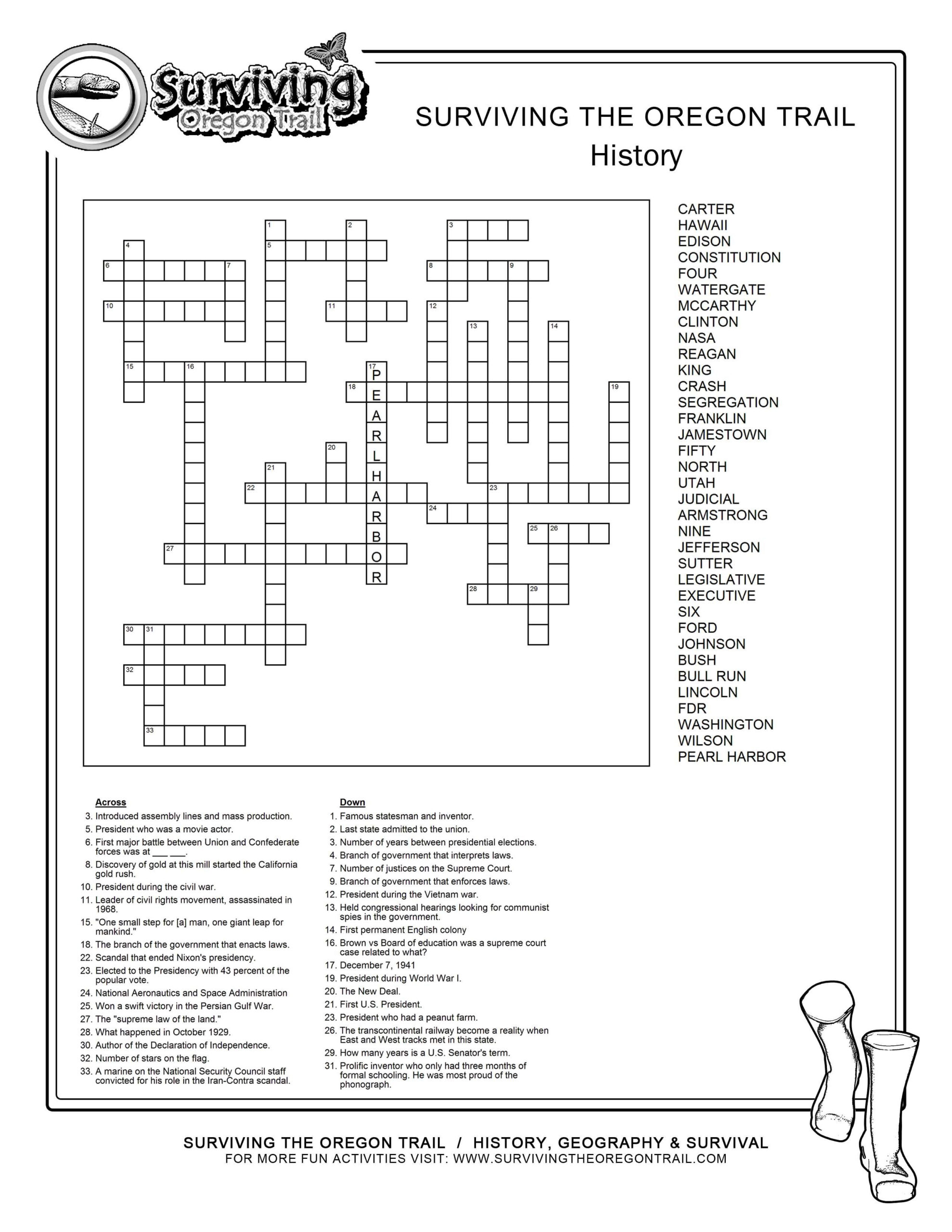 Fill Free To Save This Historical Crossword Puzzle To Your Computer 