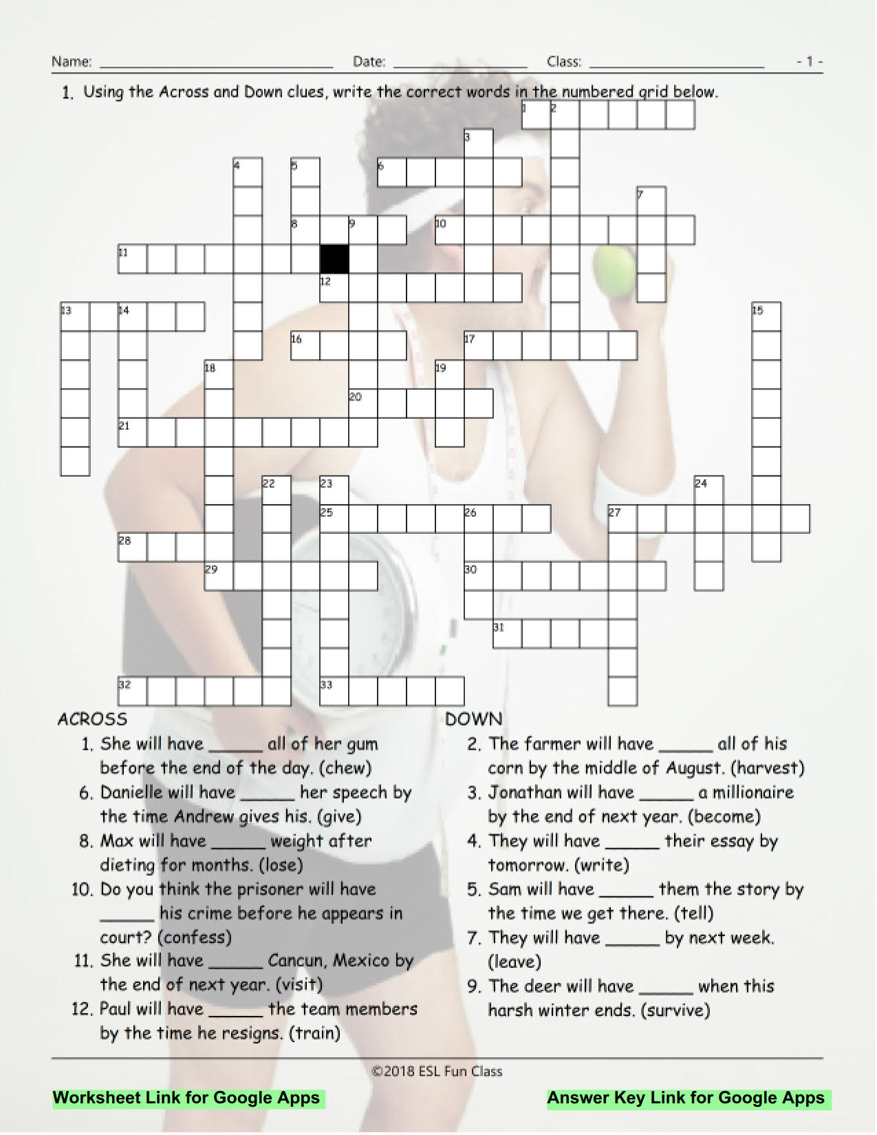 Future Perfect Tense Interactive Crossword Puzzle For Google Apps 