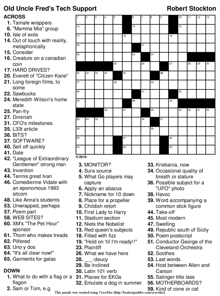 Printable Crossword Puzzles For Kids Age 10