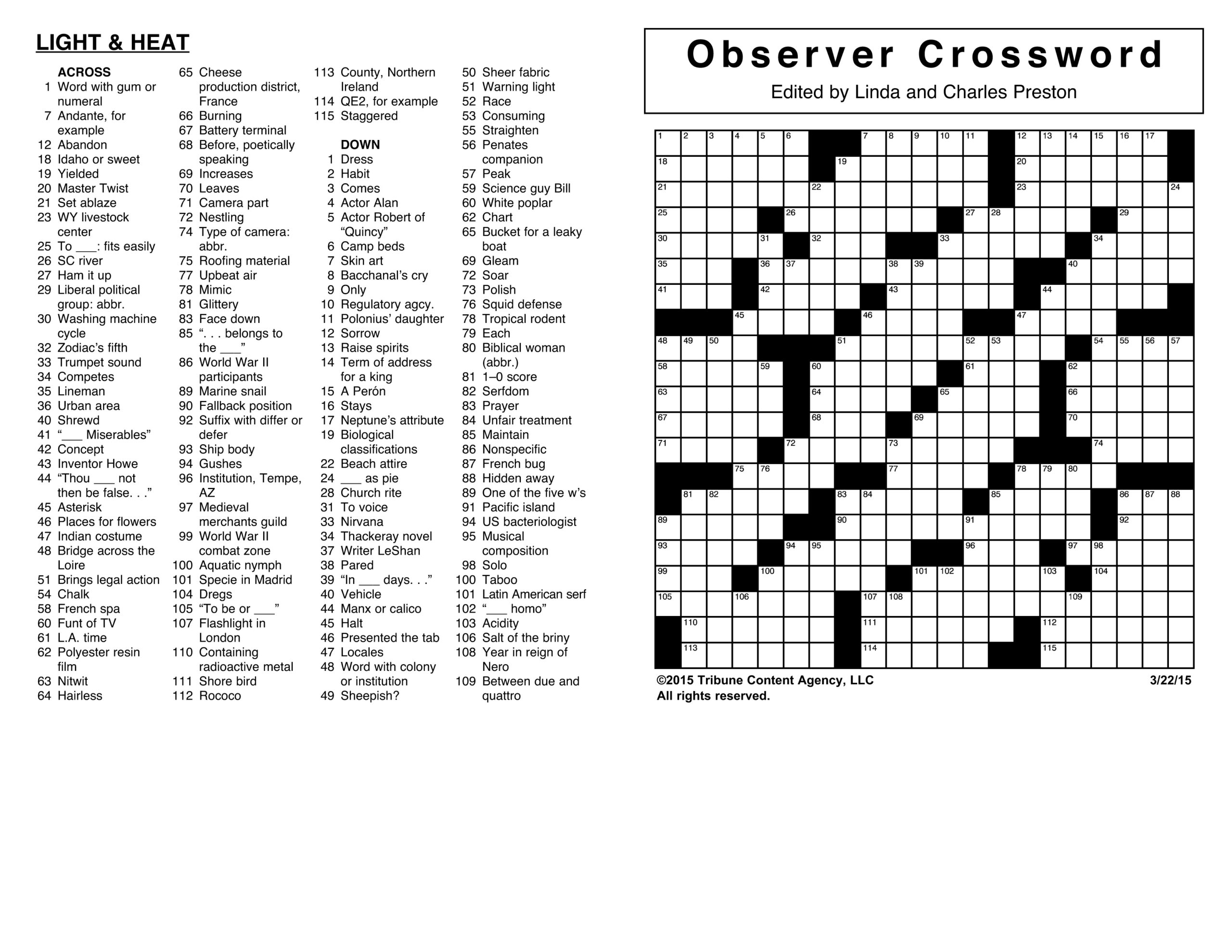 Printable Crossword Puzzles Chicago Tribune Printable Crossword Puzzles