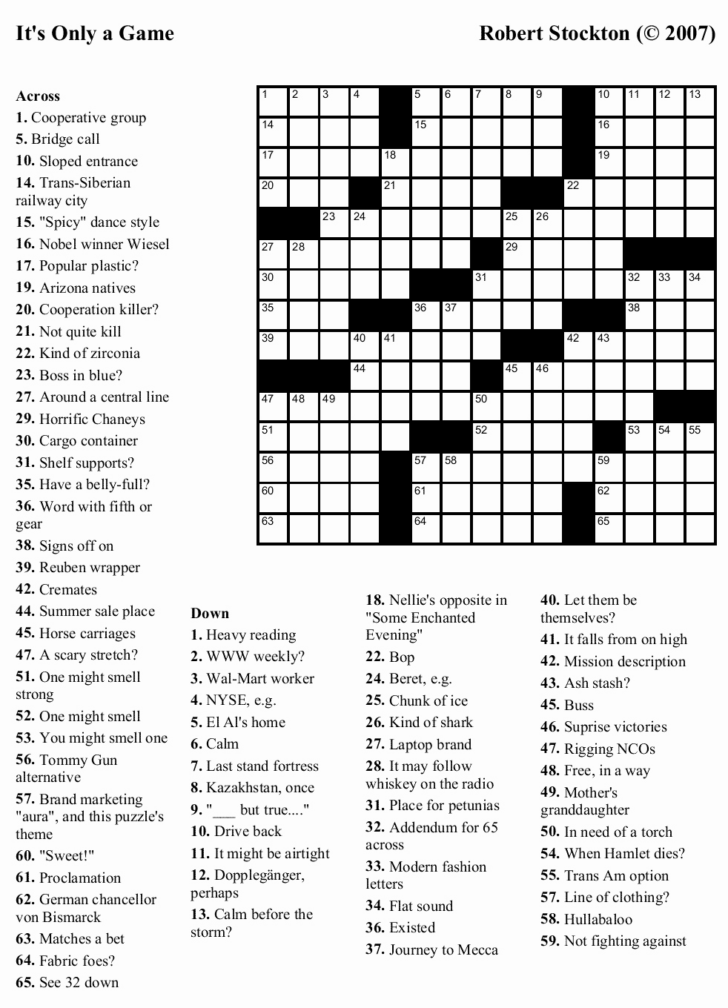 Crossword Puzzles Daily Printable