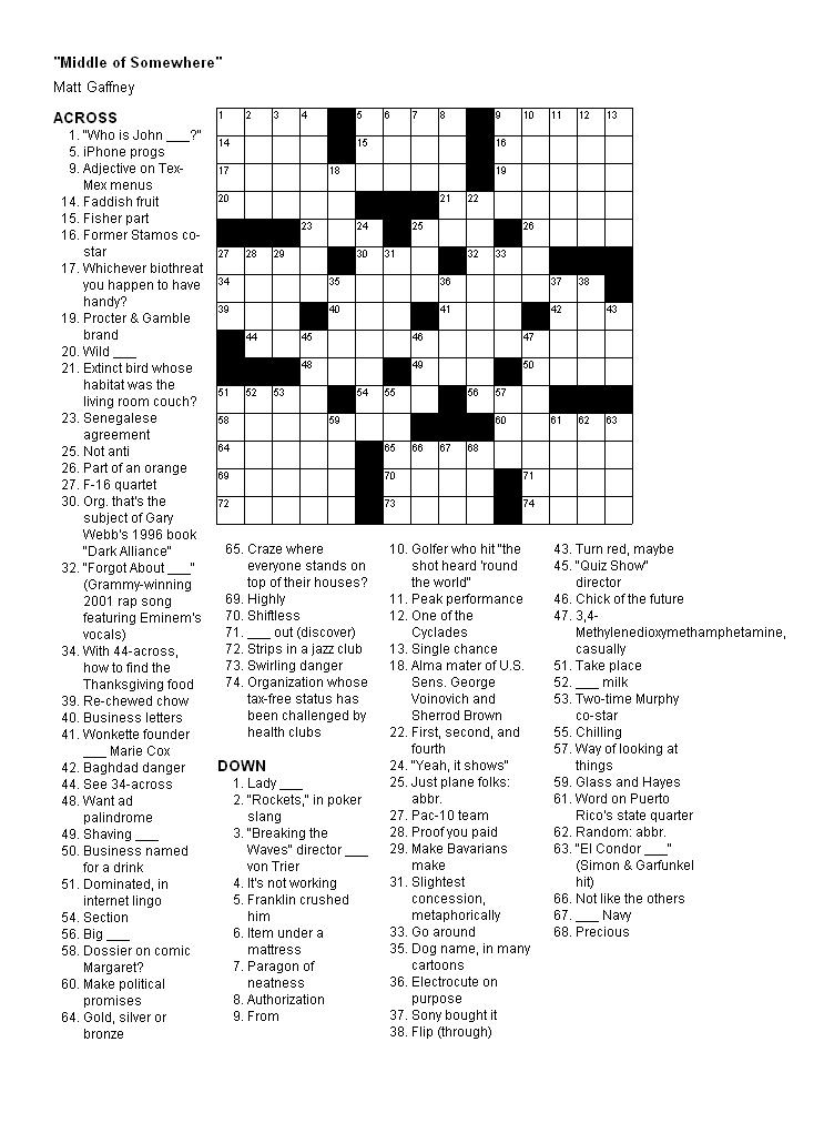 Printable Crossword Puzzles Chicago Tribune: Crossword Puzzles Featured