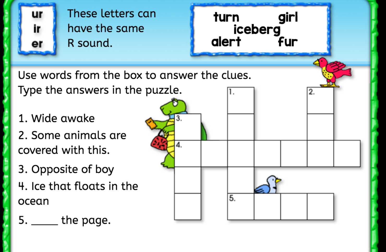 Same r Sound Crossword Puzzle Interactive Worksheets Anywhere Teacher