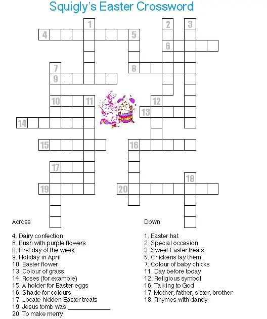 FREE Printable Easter Crossword Puzzles For Adults