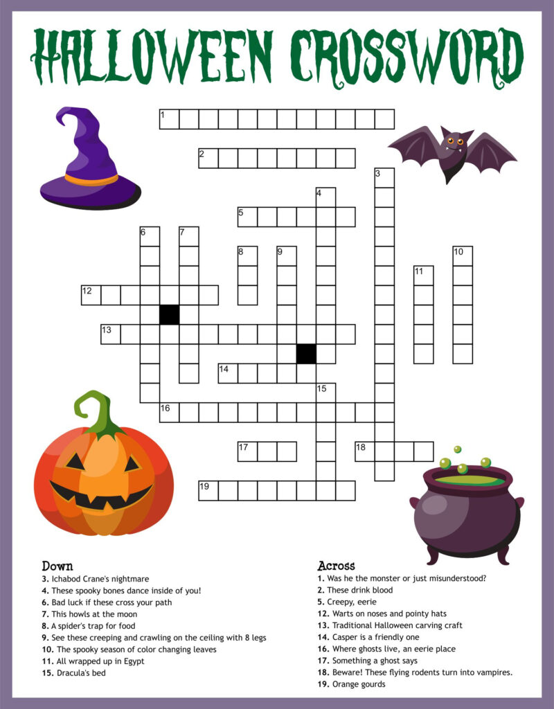 15 Best Free Printable Halloween Crossword Puzzle Printablee ...