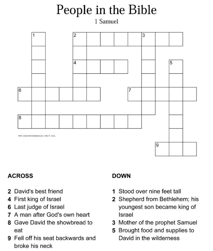 FREE Printable Bible Crossword Puzzles
