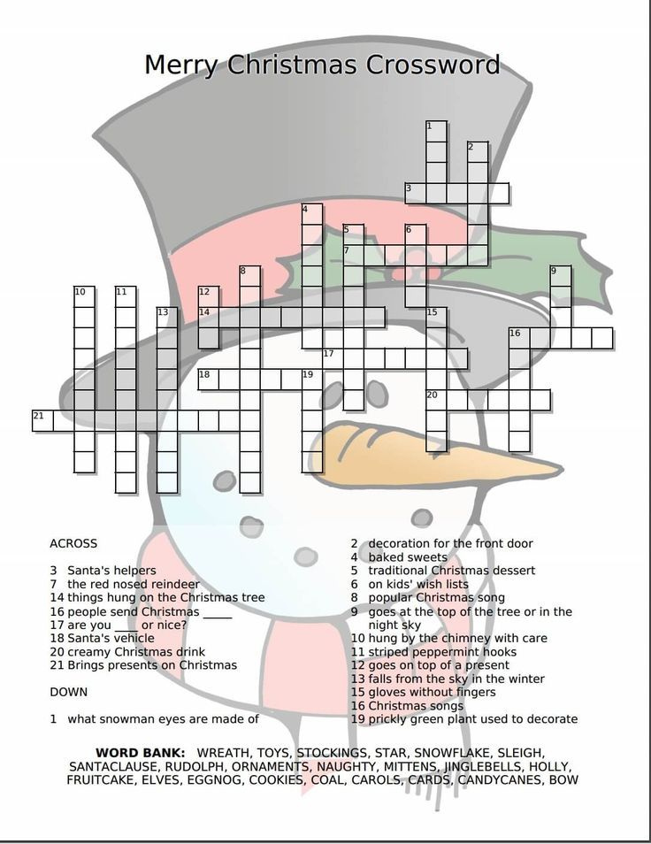 A Fun And Easy and Free Christmas Crossword Puzzle Perfect For Your 