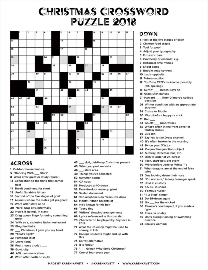 Christmas Crossword Puzzle FREE Printable PDF