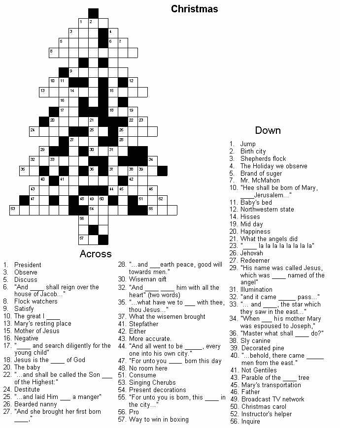 Christmas Crossword Puzzle Printable For 2015