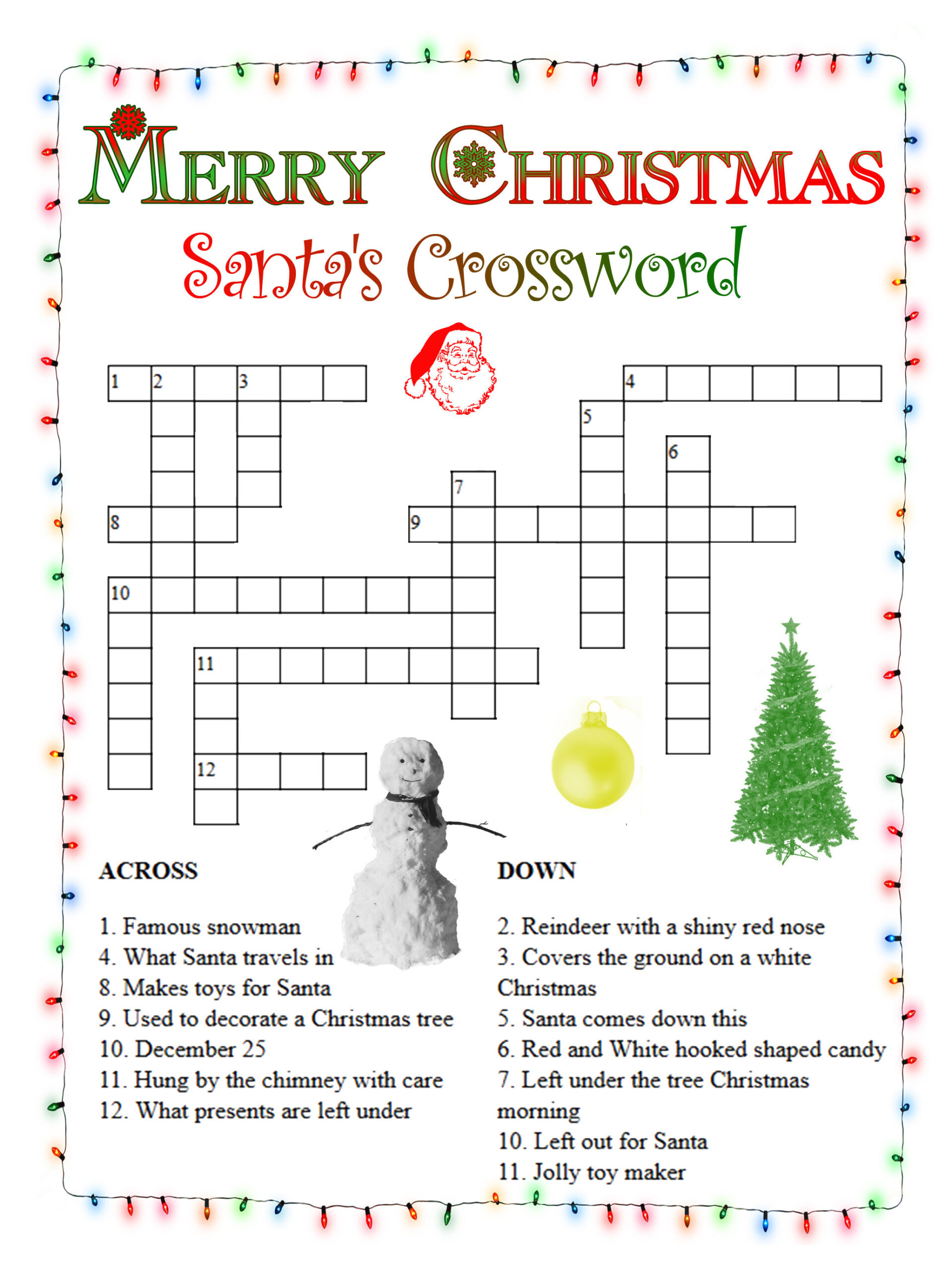 Christmas Crossword Puzzles Best Coloring Pages For Kids