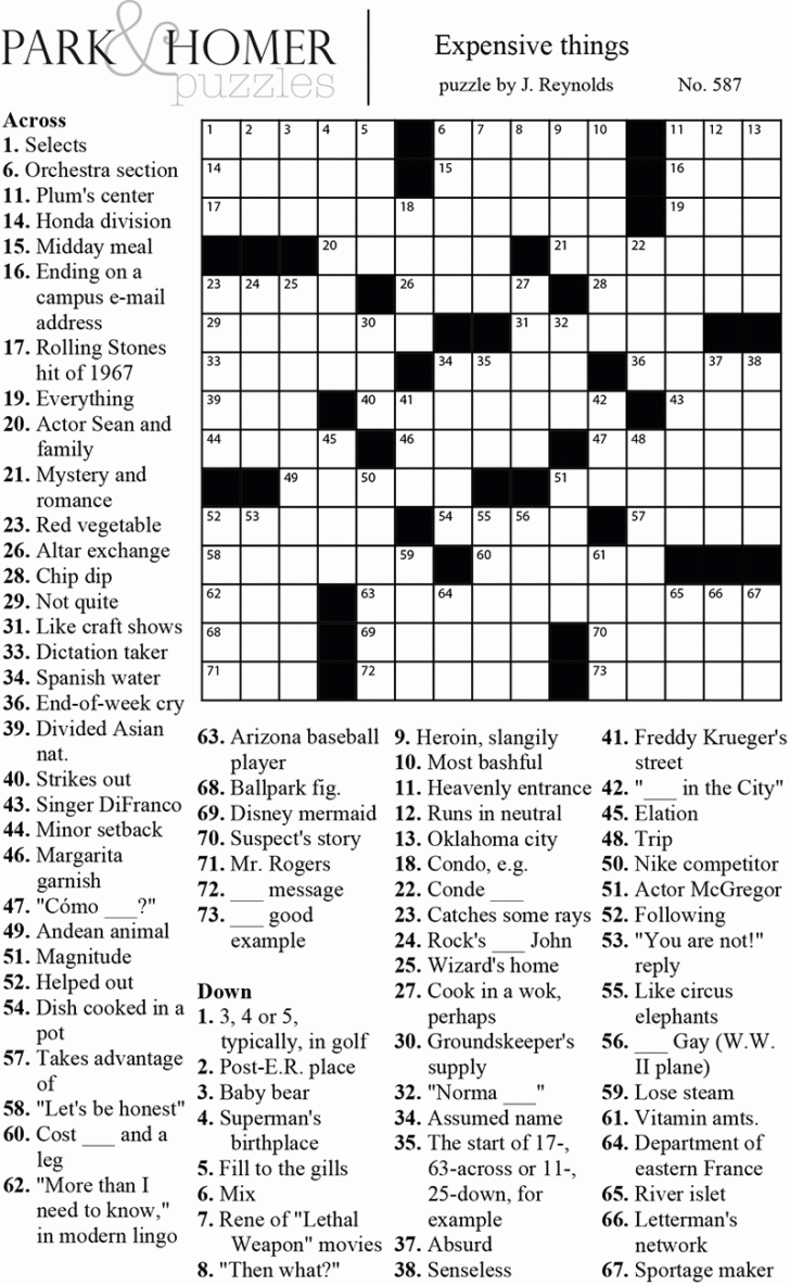 Crossword Printable With Answers