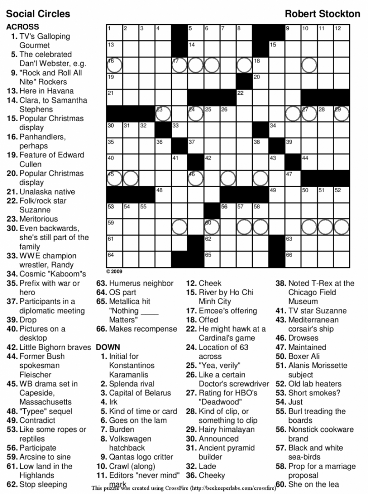 General Knowledge FREE Easy Printable Crossword Puzzles For Adults