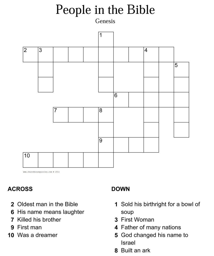 Free Print Bible Crossword Puzzle 15 Fun Bible Crossword Puzzles