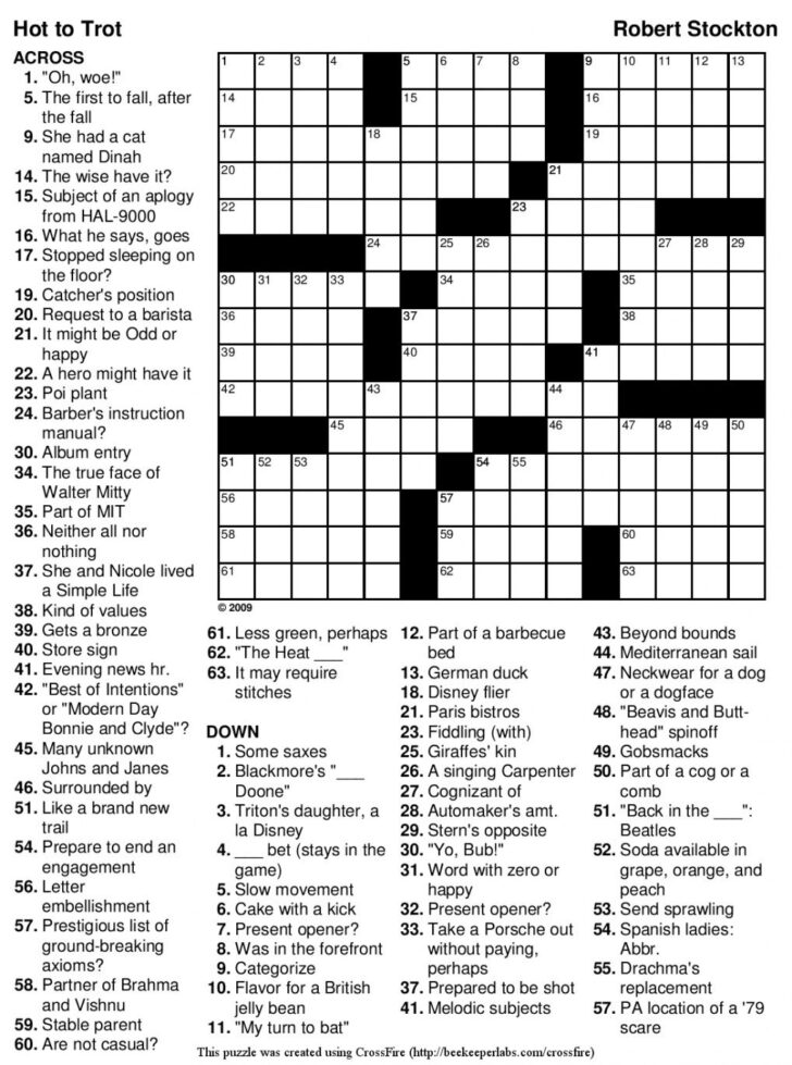 General Knowledge Crossword Puzzles Printable