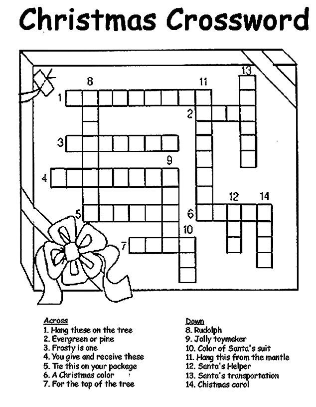 PRINTABLE Christmas Crossword Puzzle Christmas Crossword Christmas 