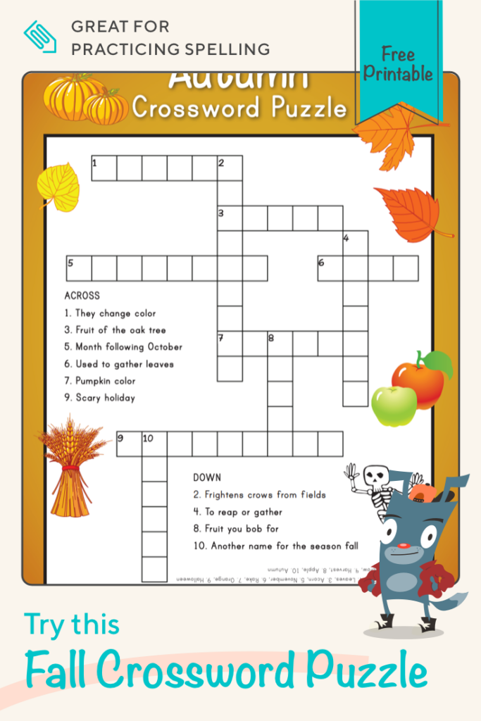 This Colorful Fall Crossword Puzzle Is A Fun Way To Practice Spelling ...