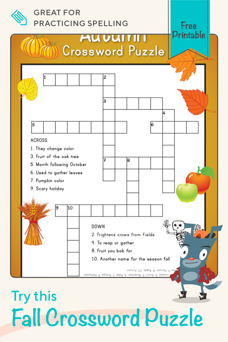 This Colorful Fall Crossword Puzzle Is A Fun Way To Practice Spelling 