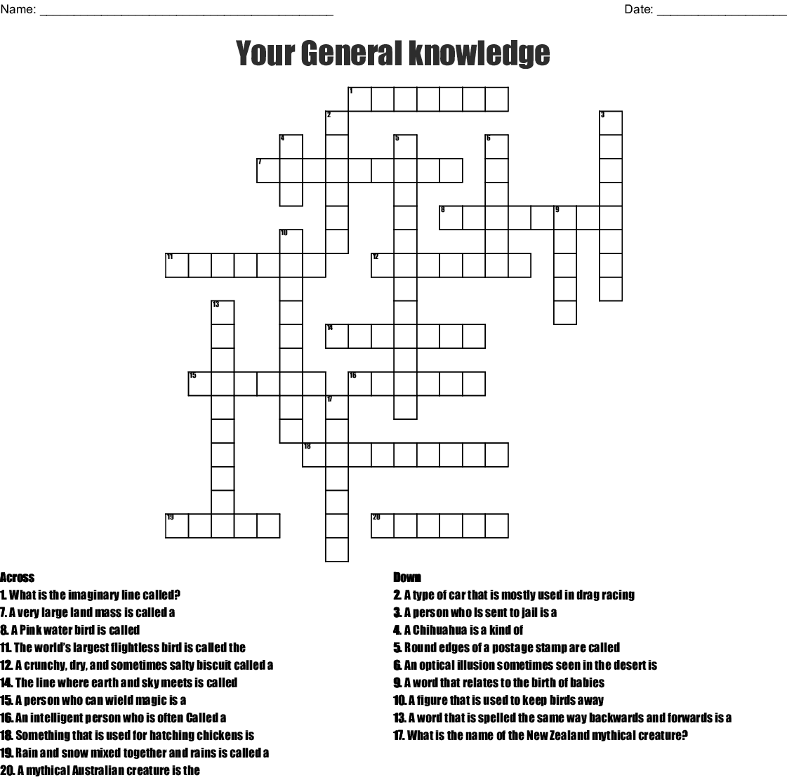Your General Knowledge Crossword WordMint