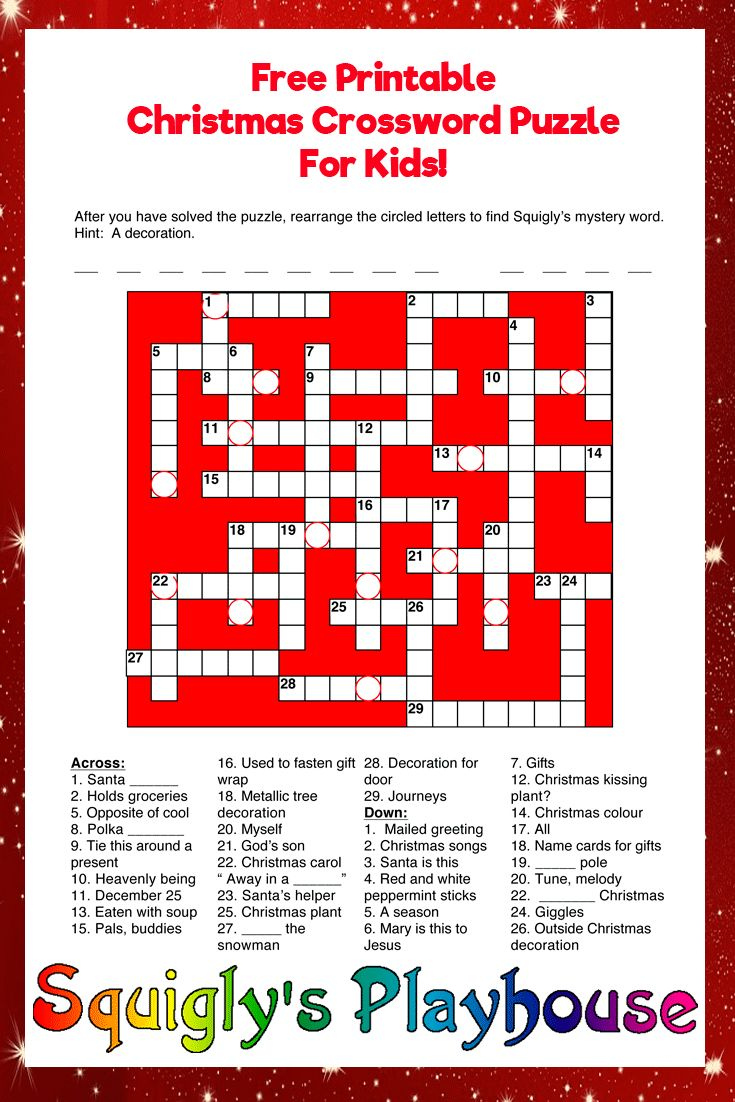 Christmas Crossword Puzzle Printable With Answers Christmas Crossword 