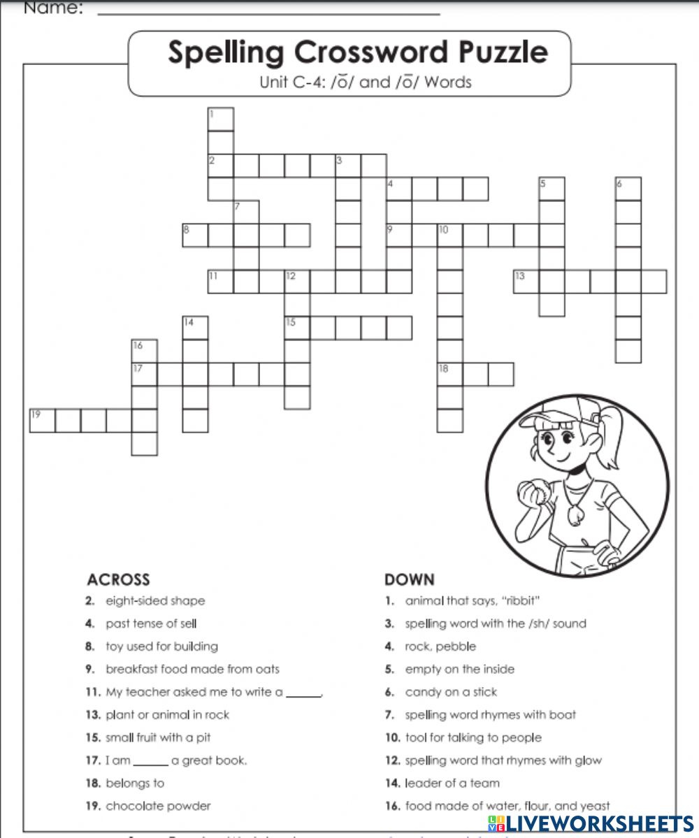 Crossword Puzzle C 4 4th Grade Worksheet