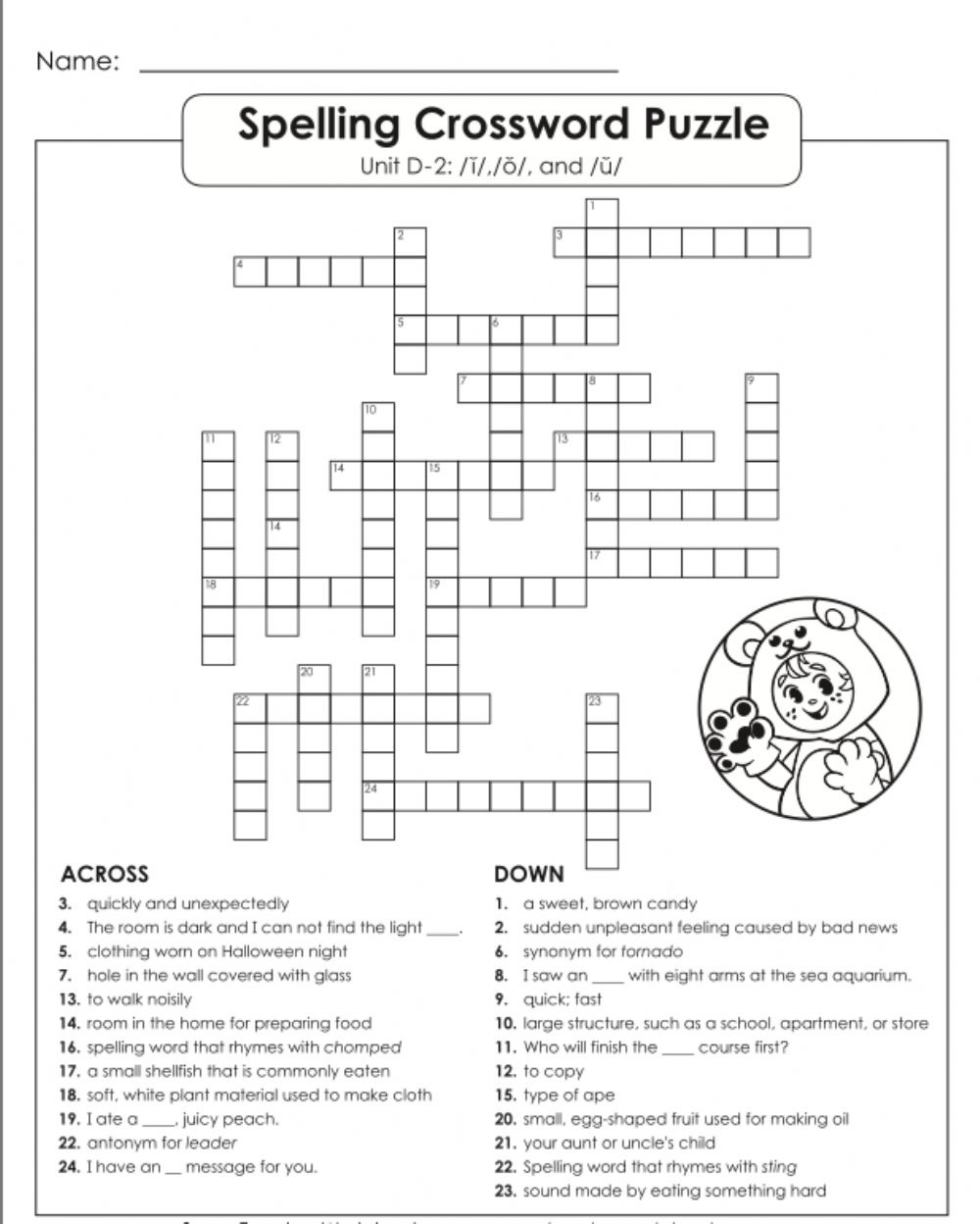 Crossword Puzzles For 5th Graders Activity Shelter 5th Grade 