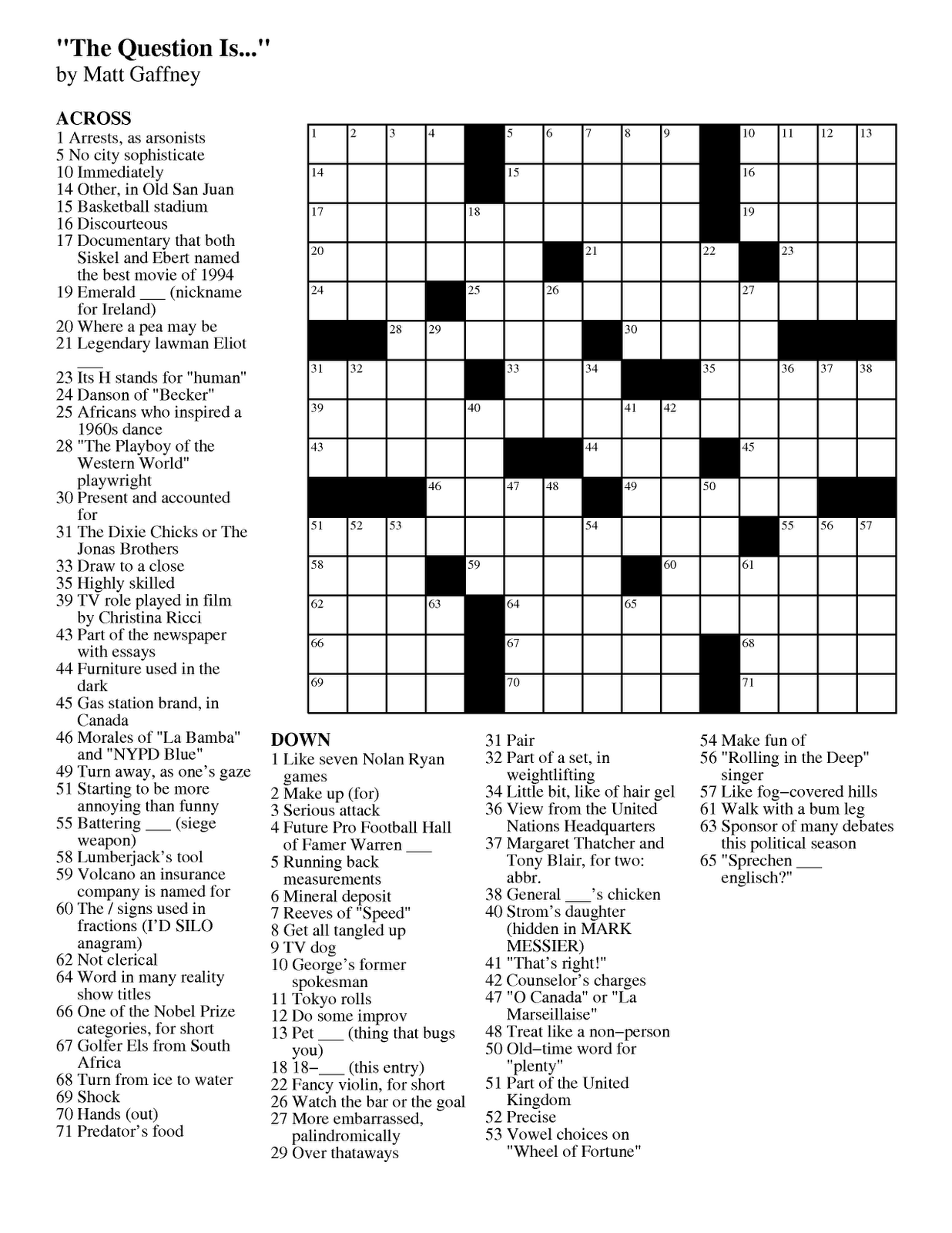 Printable Chicago Tribune Sunday Crossword Puzzle Printable Crossword