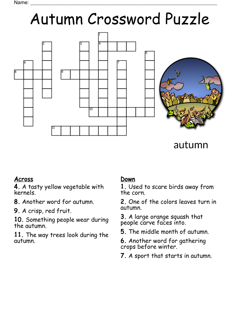 Free Printable Fall Crossword Puzzles For Adults Crossword Puzzles 