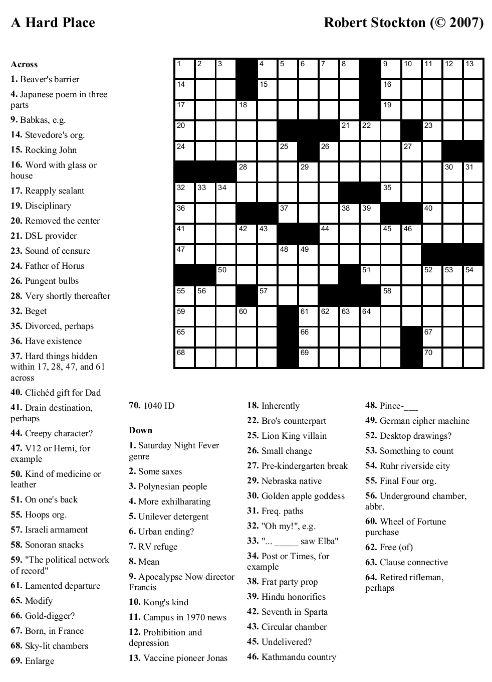 Hard Crossword Puzzles Printable Or 8 Best Of Hard Printable 