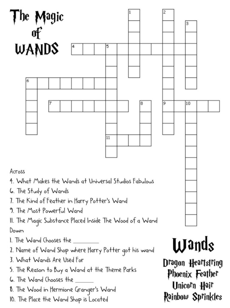 Harry Potter Crossword Puzzle Scholastic Harry Potter Crossword