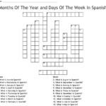 Months Of The Year And Days Of The Week In Spanish Crossword Db Excel