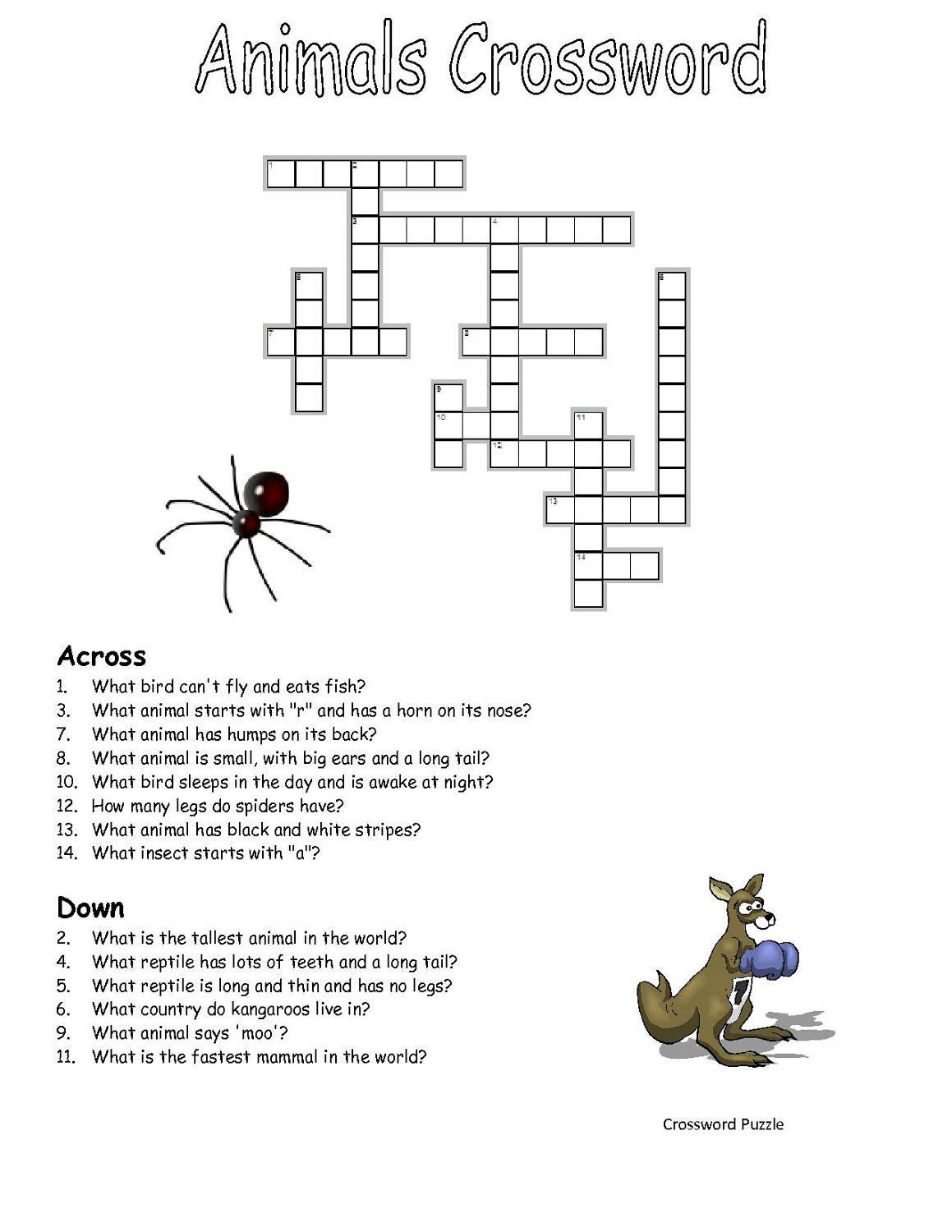 Printable Crosswords Puzzles Kids Activity Shelter