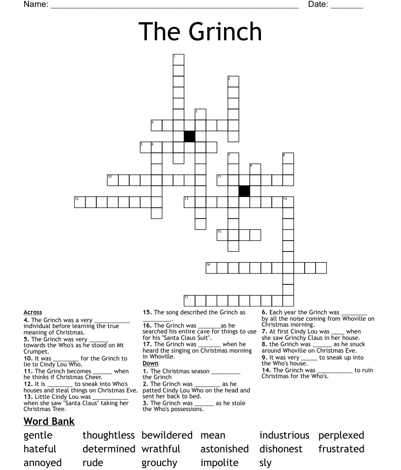 The Grinch s Puzzle Crossword WordMint