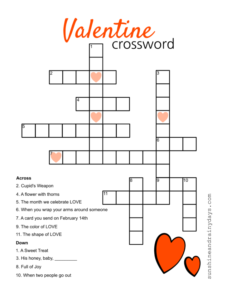 FREE Printable Valentine Crossword Puzzles Printable